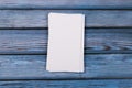 Close-up of two empty stacks of business cards on a blue-violet natural wooden background Royalty Free Stock Photo