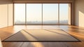 Close-Up Mock-Up of Empty Japanese-Style Room with Tatami Mats AI Generated Royalty Free Stock Photo