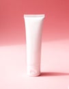 Close-up mockup empty single white plastic tube for cosmetic product, front view. Container for hand cream, moisturizer body