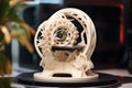 Close-up of a model of a 3D printer on a table, The 3D printing machine make the 3D prototype model by resin material, AI