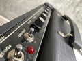 Close-up modern amplifier with black knob and control panel. clean and hi-gain distortion for rock to metal, Blues Royalty Free Stock Photo