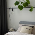 Close-up on modern bedroom lamp