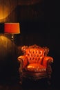 Close up modern brown armchair with brown lamp Royalty Free Stock Photo