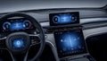 Car Dashboard Display Modern Vehicle Interior, Digital Technology Royalty Free Stock Photo