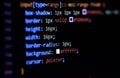 Close-up of modern CSS3 cascade style sheet programming code for HTML coding. Royalty Free Stock Photo