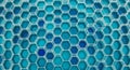 Close-up of a modern geometric pattern featuring hexagonal shapes in blue green and white colors arranged in a grid-like formation Royalty Free Stock Photo