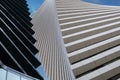 Close-up modern glass office building. Building exterior, business, construction industry Royalty Free Stock Photo