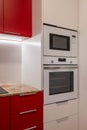 Close-Up of Modern Kitchen Appliances Integrated in Cabinetry