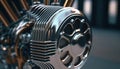 Close up of modern motorcycle engine and structure. Generative AI Royalty Free Stock Photo