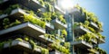 Close up Modern sustainable architecture with green living walls reflecting eco friendly urban development and the integration of Royalty Free Stock Photo