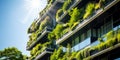 Close up Modern sustainable architecture with green living walls reflecting eco friendly urban development and the integration of Royalty Free Stock Photo