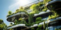 Close up Modern sustainable architecture with green living walls reflecting eco friendly urban development and the integration of Royalty Free Stock Photo