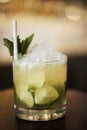 Close Up Of Mojito Cocktail On Bar Counter Royalty Free Stock Photo