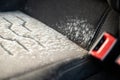 Close up of mold on a car seat that has been laid up for several months Royalty Free Stock Photo