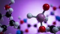 Molecular structure model with interconnected atoms on a vibrant purple background showcasing scientific research Royalty Free Stock Photo