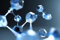 a close up of a molecular structure model with blue and white spheres Royalty Free Stock Photo