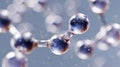 Close-up of a molecular structure with reflective spheres connected by rods, set against a blurred background, illustrating Royalty Free Stock Photo