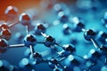 Close up molecule captivates against a mesmerizing blue scientific backdrop