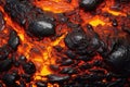 close-up of molten lava bubbling