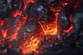 close-up of molten lava and glowing rocks Royalty Free Stock Photo