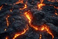 Close-up of molten lava texture with bright, fiery contrast, capturing the intense and dynamic flow of volcanic magma
