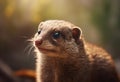 Close-up of a mongoose on a blurred background