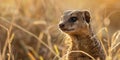 A close-up of a mongoose on high alert , concept of Wildlife behavior