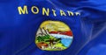 Close-up of Montana state flag waving