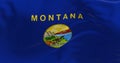 Close-up of Montana state flag waving