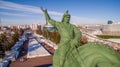 Close-up of Monument to Salavat Yulaev in Ufa at winter aerial view Royalty Free Stock Photo