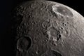 close-up of the moon, with craters and mountains in detail Royalty Free Stock Photo