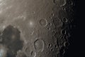 close-up of the moon, with craters and mountains in detail Royalty Free Stock Photo