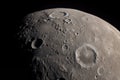 close-up of moon, with craters and mountains in view Royalty Free Stock Photo