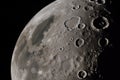 close-up of the moon, with craters and mountains visible Royalty Free Stock Photo