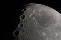 close-up of the moon, with craters and mountains visible Royalty Free Stock Photo