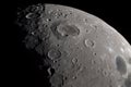 close-up of the moon, with craters and mountains visible Royalty Free Stock Photo