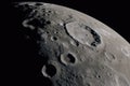 a close-up of the moon, with craters and mountains visible Royalty Free Stock Photo