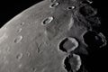 close-up of the moon, with craters and mountains visible Royalty Free Stock Photo