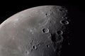 close-up of the moon, with its craters and mountains visible Royalty Free Stock Photo
