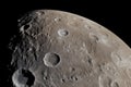 close-up of the moon, with its craters and mountains visible Royalty Free Stock Photo