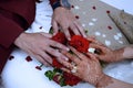 Close up of moroccan couples hands at a wedding