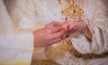 Close up of moroccon couple`s hands at a wedding, concept of marriage,