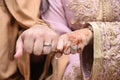 Close up of moroccon couple's hands at a wedding, concept of marriage,