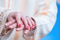 Close up of moroccon couple`s hands at a wedding,