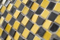 Close-up of a mosaic fragment of square ceramic tiles