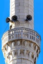 close-up mosque and mosque minaret, islamic architecture, very close-up of mosque minaret