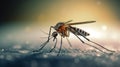 Close-up of a mosquito. The danger of mosquito-borne diseases