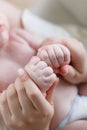 Close-up of mother and cute baby`s hands Royalty Free Stock Photo