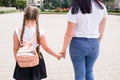 Close Up Of Mother And Daughter Leaving For School Royalty Free Stock Photo