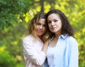 Close up of mother and grandmother smilling in a park Royalty Free Stock Photo